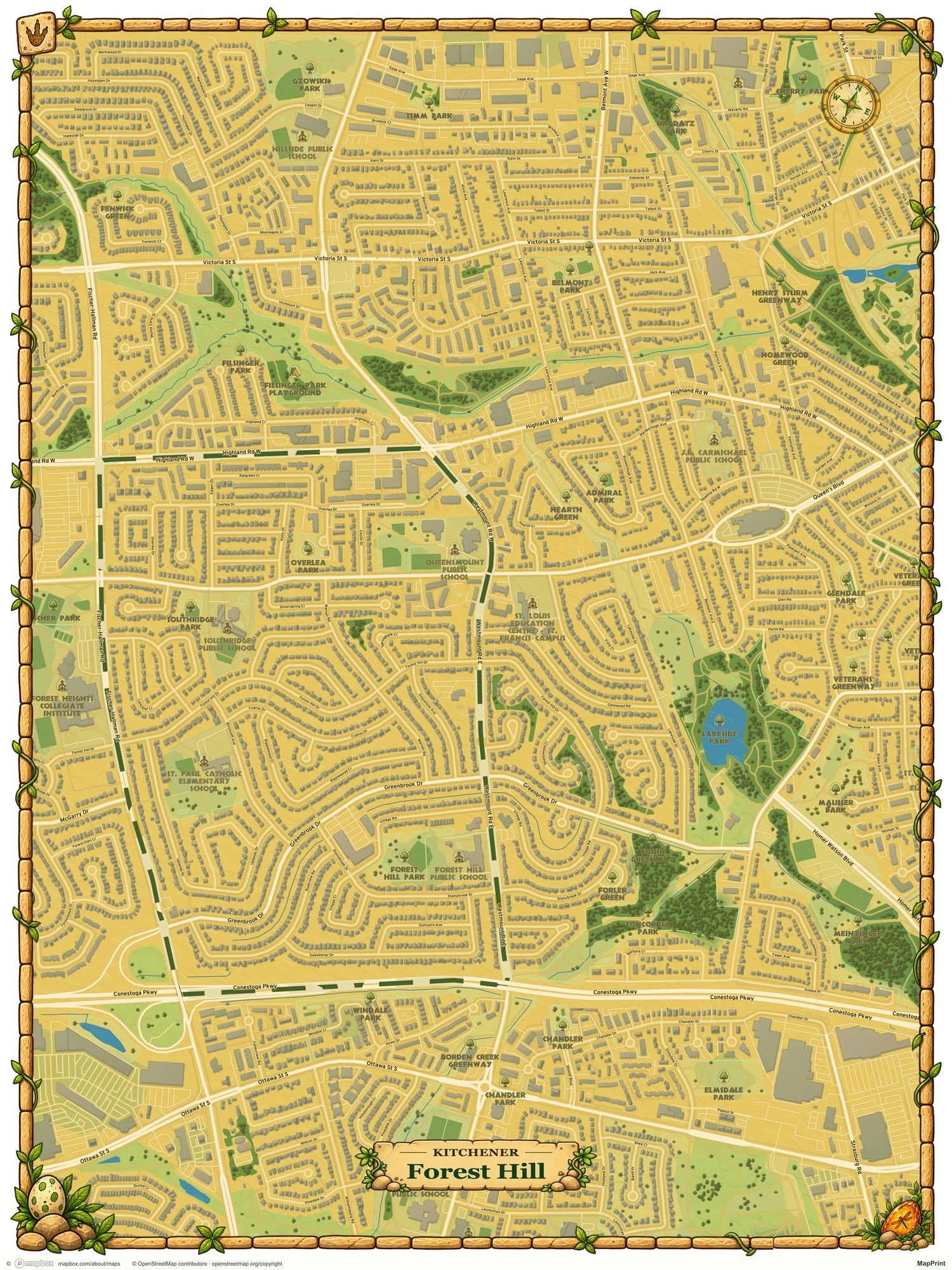 Forest Hill map in the Jurassic theme