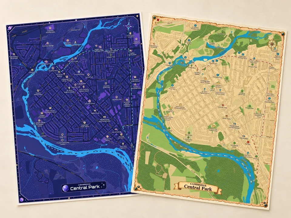 Central Park — two style previews