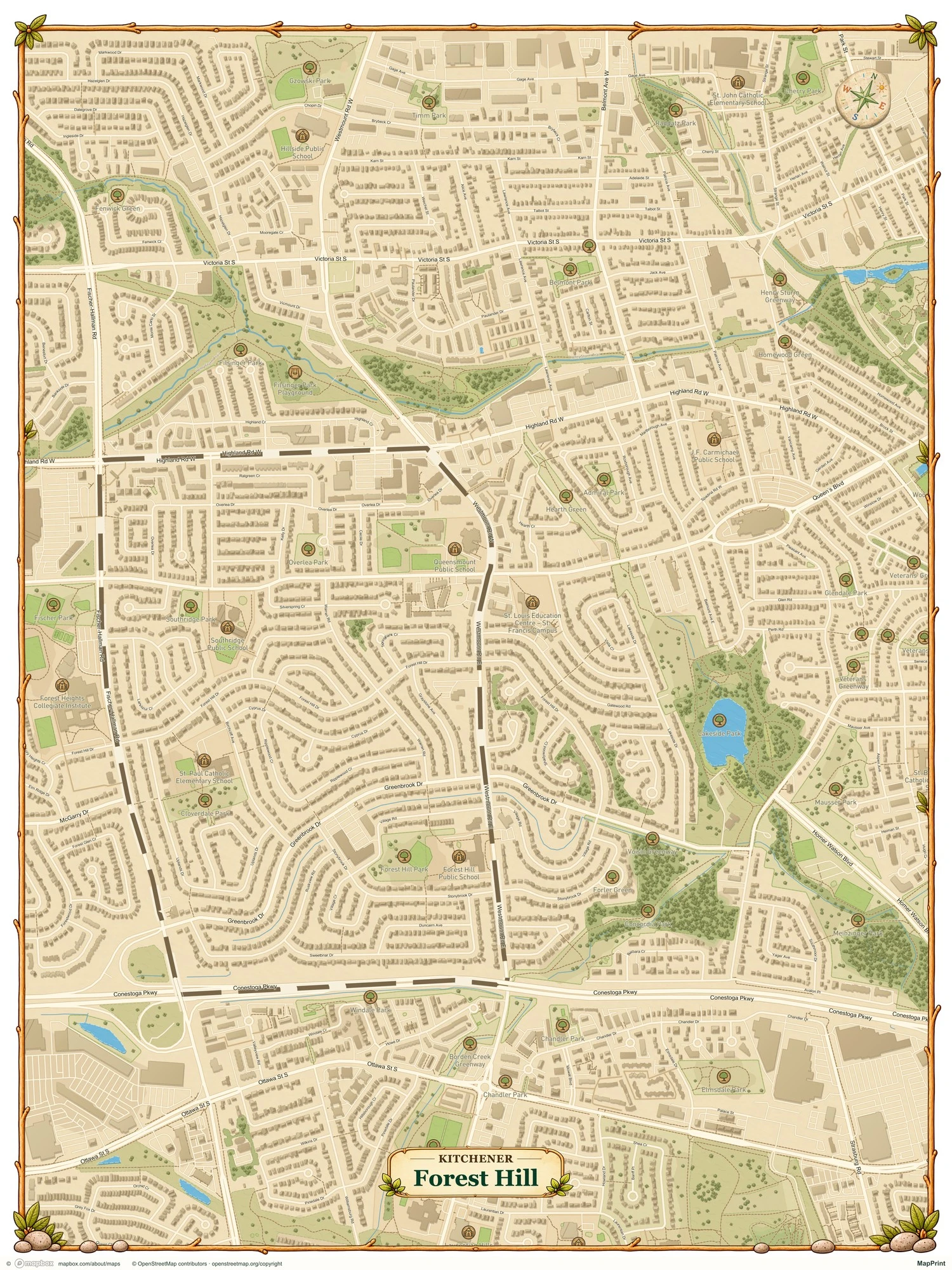 Forest Hill map in the Earth theme